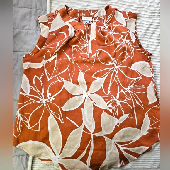 Liz Claiborne Floral Orange Sleeveless Top Size M - Picture 1 of 6